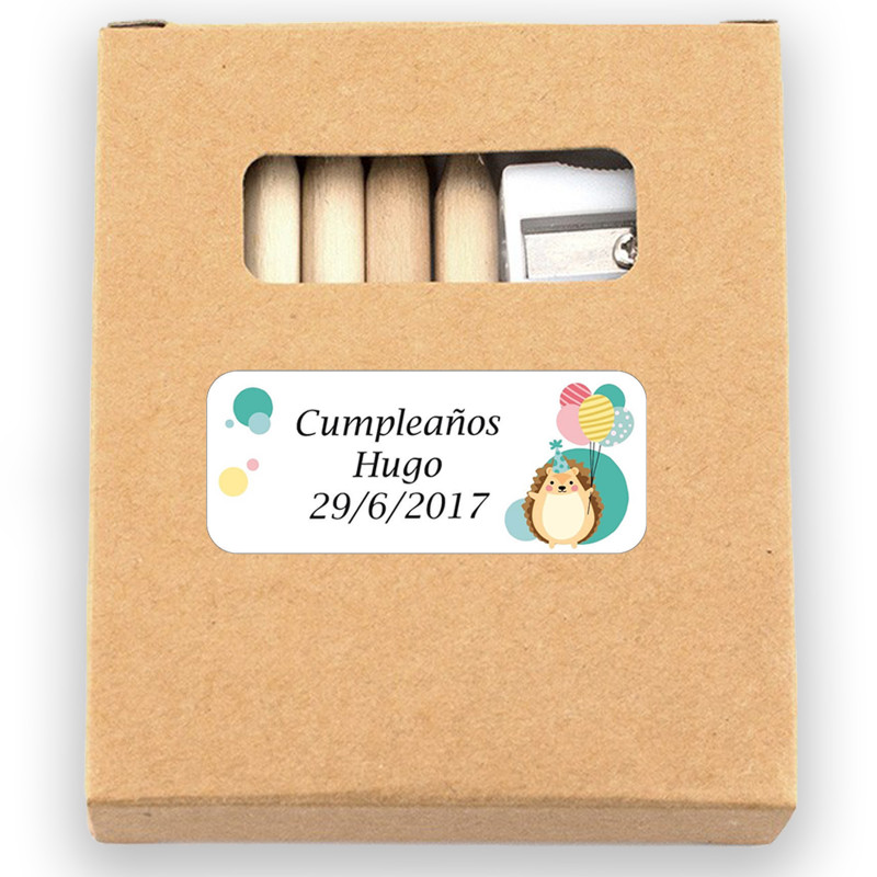 Matite colorate con fogli da colorare in scatola con adesivo personalizzato per compleanni di bambini