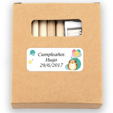 Matite colorate con fogli da colorare in scatola con adesivo personalizzato per compleanni di bambini