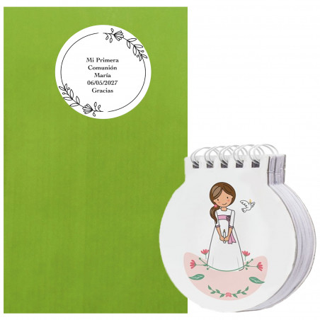 Quaderno per la comunione della bambina con busta e adesivo