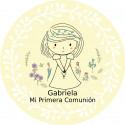 Righello di cartone con post-it personalizzato con adesivo di comunione per bambina