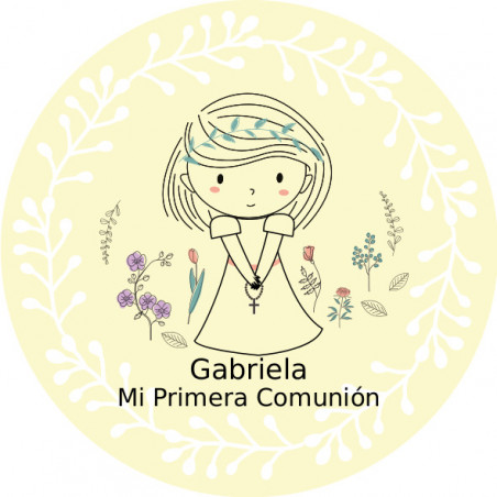 Righello di cartone con post-it personalizzato con adesivo di comunione per bambina