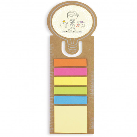 Righello segnapagina con post-it e adesivo di comunione personalizzato per bambino