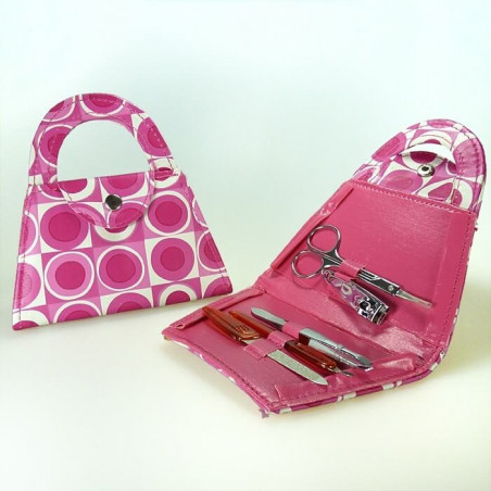 Accessori per manicure a forma di borsa con sacchetto bianco e adesivo per comunione