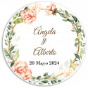 Adesivo rotondo personalizzato con fiori per eventi 3cm