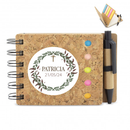 Quaderno in sughero personalizzato con adesivo religioso