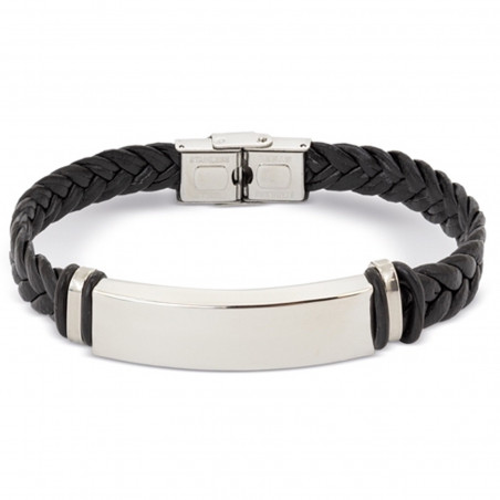 Bracciale intrecciato con placca in argento e scatola personalizzata con adesivo