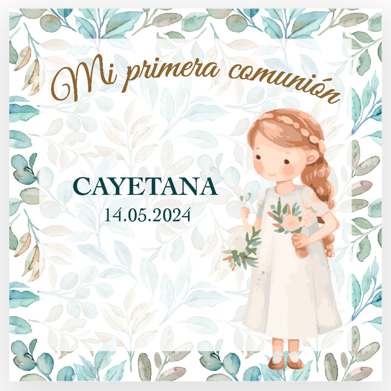 Biglietto personalizzato per la prima comunione di una bambina