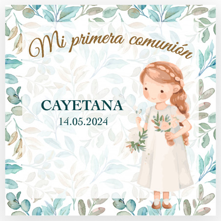 Biglietto personalizzato per la prima comunione di una bambina