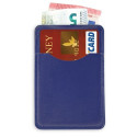Porta carte di credito blu presentato in una busta e personalizzato con adesivi per la comunione del bambino