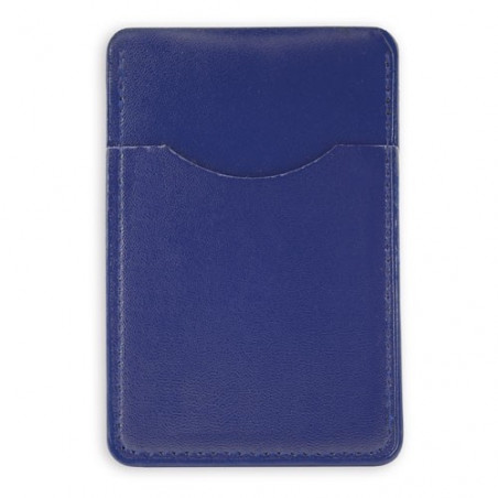 Porta carte di credito blu presentato in una busta e personalizzato con adesivi per la comunione del bambino