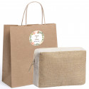 Borsa da toilette in juta in sacchetto kraft con adesivo personalizzato