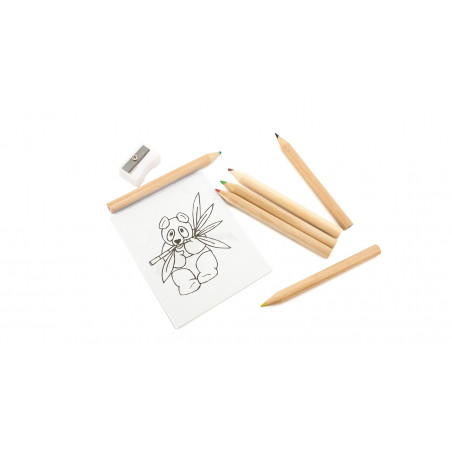 Set di disegno e bracciale presentato in una borsa blu per la comunione di un bambino