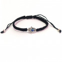 Bracciale mano di Fatima con occhio turco con cordino nero
