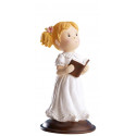 Figura di comunione bambina in sacchetto di stoffa con biglietto personalizzabile