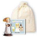 Figura di comunione bambina in sacchetto di stoffa con biglietto personalizzabile