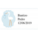 Mini mazzo di carte spagnole con adesivo per il battesimo di un bambino