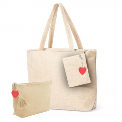 Borsa e beauty case con portachiavi a cuore