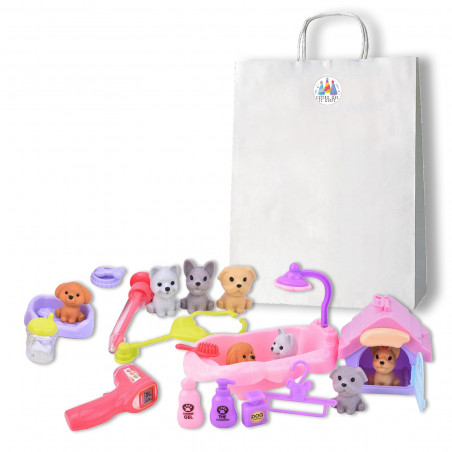 Giocattoli per cuccioli in borsa regalo con adesivo