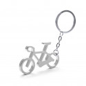 Portachiavi bicicletta argentato in busta kraft con adesivo personalizzato per la comunione del bambino