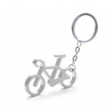 Portachiavi bicicletta argento in busta kraft con adesivo personalizzato per la comunione del bambino