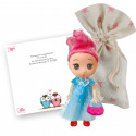 Bambola a sorpresa in un sacchetto di stoffa con cartoncino personalizzabile