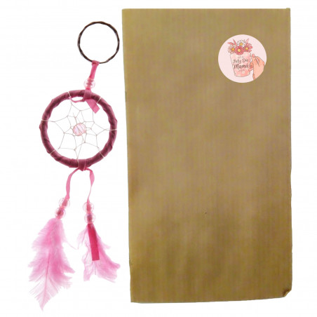 Mini portachiavi acchiappasogni in busta kraft con adesivo personalizzato per la festa della mamma in regalo