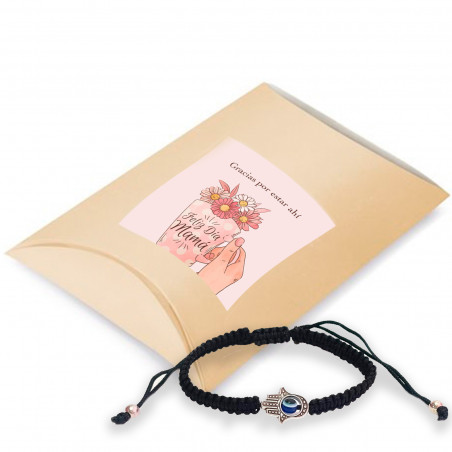 Bracciale mano di Fatima in scatola con adesivo personalizzato per dettagli giorno della madre