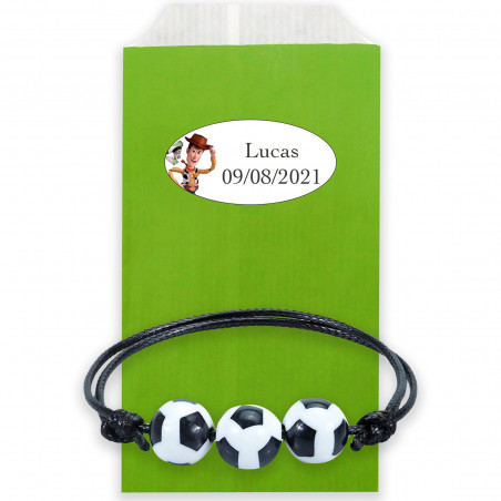 Bracciale calcio in busta con dettagli adesivi personalizzati compleanno