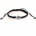 Bracciale Mano di Fatima in una scatola con adesivo personalizzato per i dettagli del matrimonio