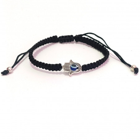 Bracciale Mano di Fatima in una scatola con adesivo personalizzato per i dettagli del matrimonio