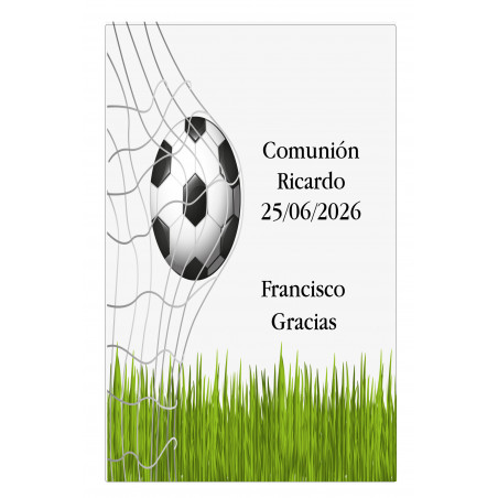 Adesivo grande personalizzato con nome dell'invitato e frase di ringraziamento a tema calcio