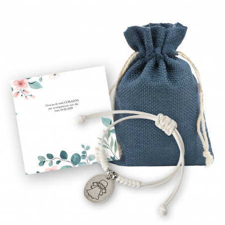 Braccialetto angioletto con biglietto personalizzabile in sacchetto regalo