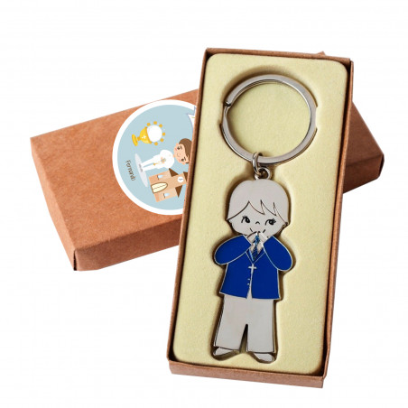 Portachiavi di comunione per bambino in sacchetto di stoffa per regalo con adesivo personalizzabile