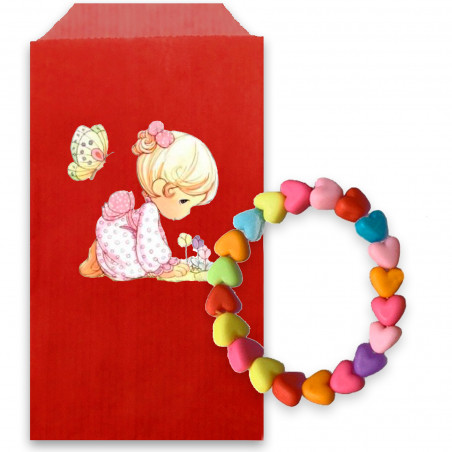 Braccialetti per ragazze con perline colorate e adesivi in busta kraft