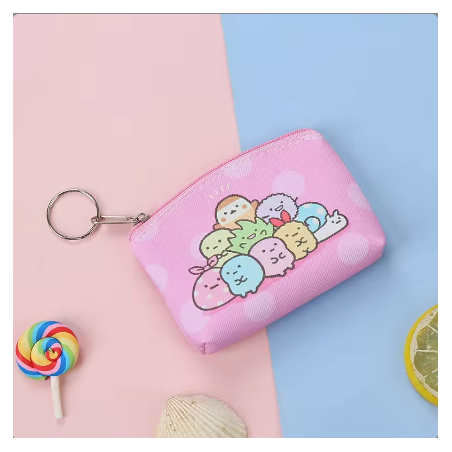 Borsa kawaii rosa con chiusura a cerniera per dettagli di eventi e feste