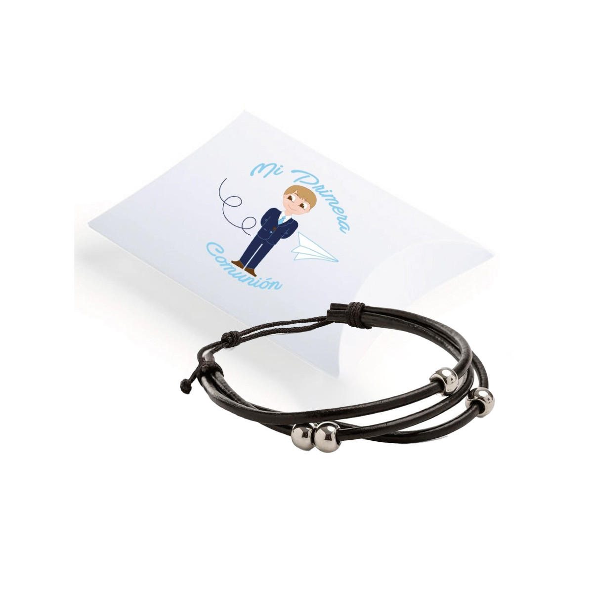 Bracciale in pelle con decorazioni con custodia per comunione