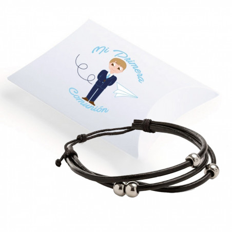 Bracciale in pelle con decorazioni con custodia per comunione