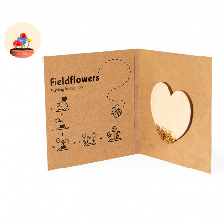 Cuore di semi di fiori selvatici con adesivo personalizzato per matrimoni ed eventi
