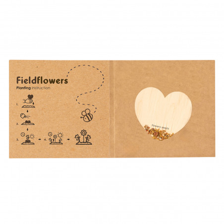 Cuore di semi di fiori selvatici con adesivo personalizzato per matrimoni ed eventi