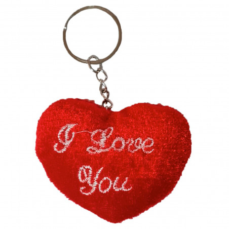 Portachiavi di Peluche a Forma di Cuore con Messaggio I Love You