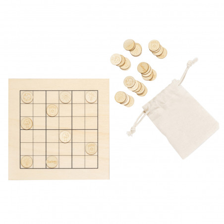Sudoku in legno con sacchetto kraft e adesivo personalizzato