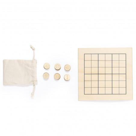 Sudoku in legno con sacchetto kraft e adesivo personalizzato