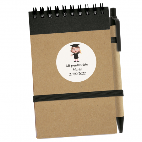 quaderno adesivo personalizzabile penna laurea sacchetto tessuto per regalo donna