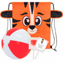 Borsa Tiger con pallone da spiaggia e lecca-lecca con adesivo personalizzato per i dettagli della laurea