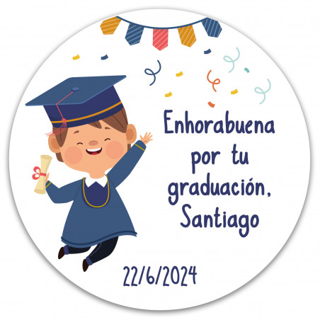 Adesivo da 5 cm. personalizzato per la laurea di un bambino