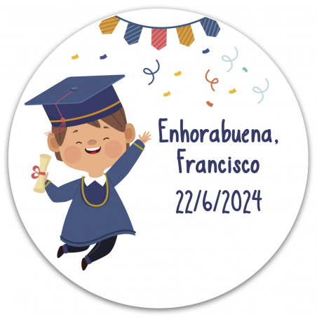 Adesivo personalizzato da 3 cm. per la laurea di un bambino