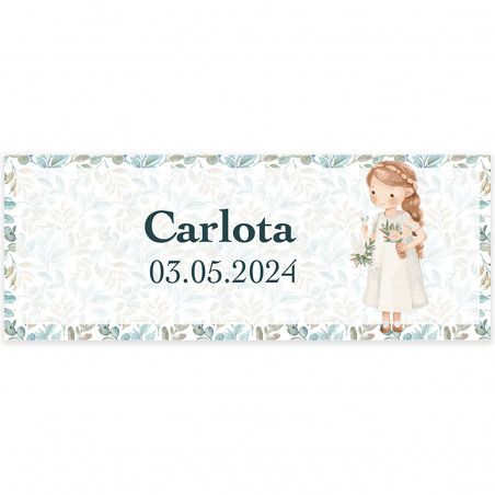Adesivo personalizzato per comunione bambina 13 x 5 cm speciale per bottiglie