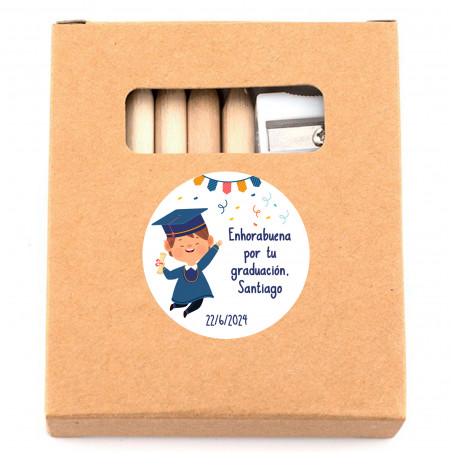 Set da colorare con adesivo di laurea personalizzato per ragazzi