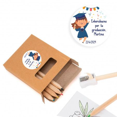 Set da colorare con adesivi di laurea personalizzati per ragazze