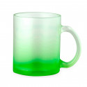 Tazza di vetro con manico e adesivo con frase di ringraziamento